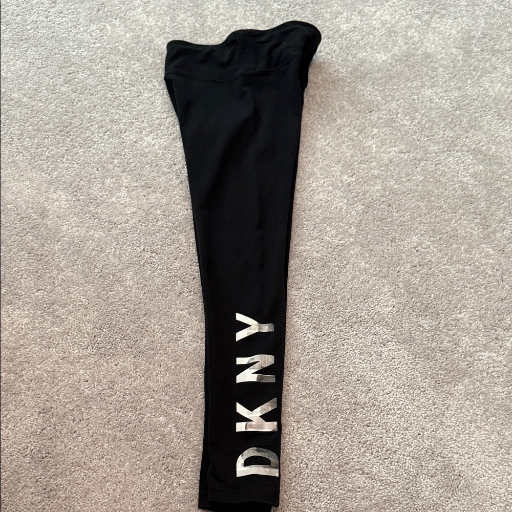 DKNY Black Leggings with Silver Logo